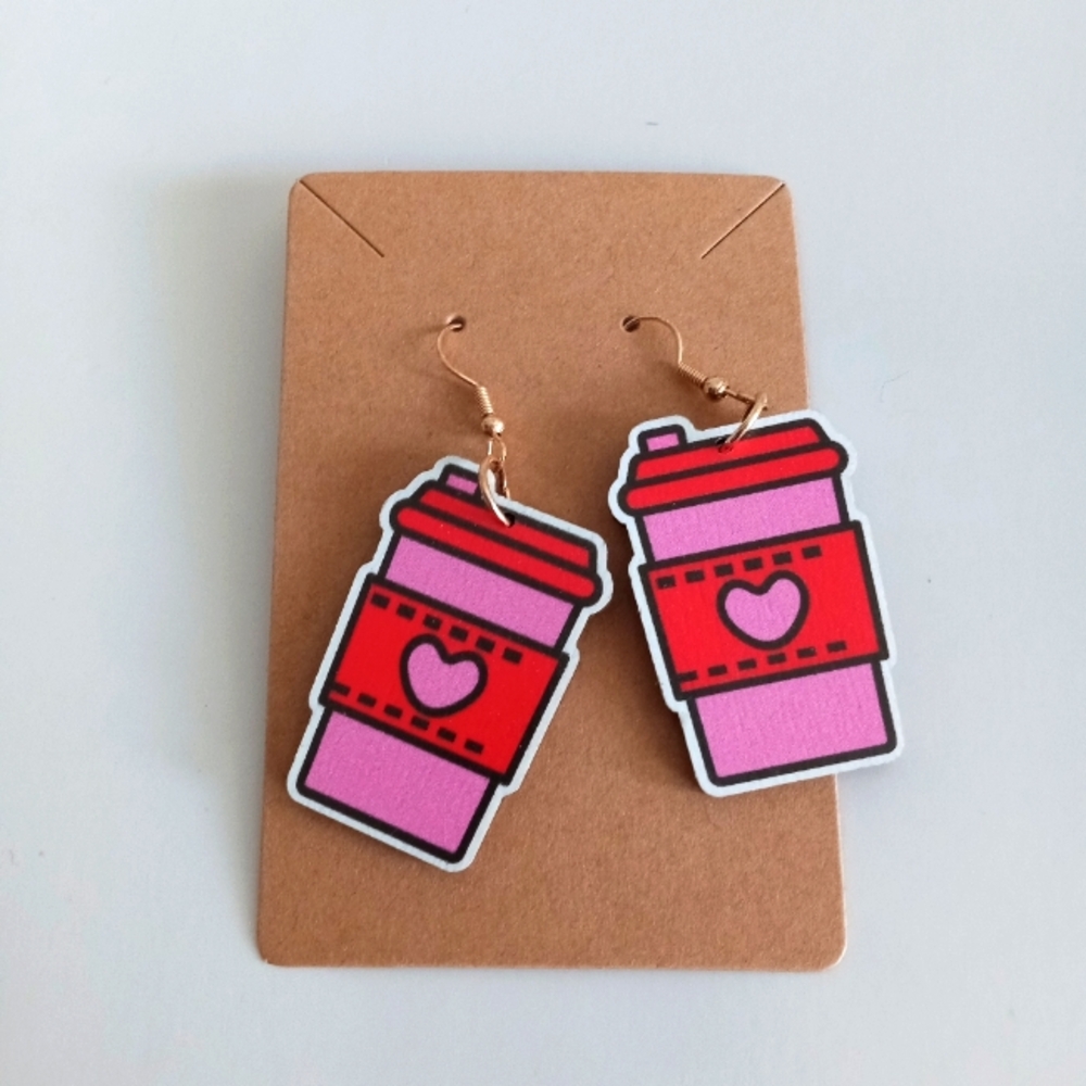 Fashion Jewelry Coffee Mug Dangle Earrings